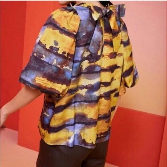 Marie Oliver Wren Top Silk in Tuscan Sunset In Multi Women’s Size Small - Picture 2 of 10